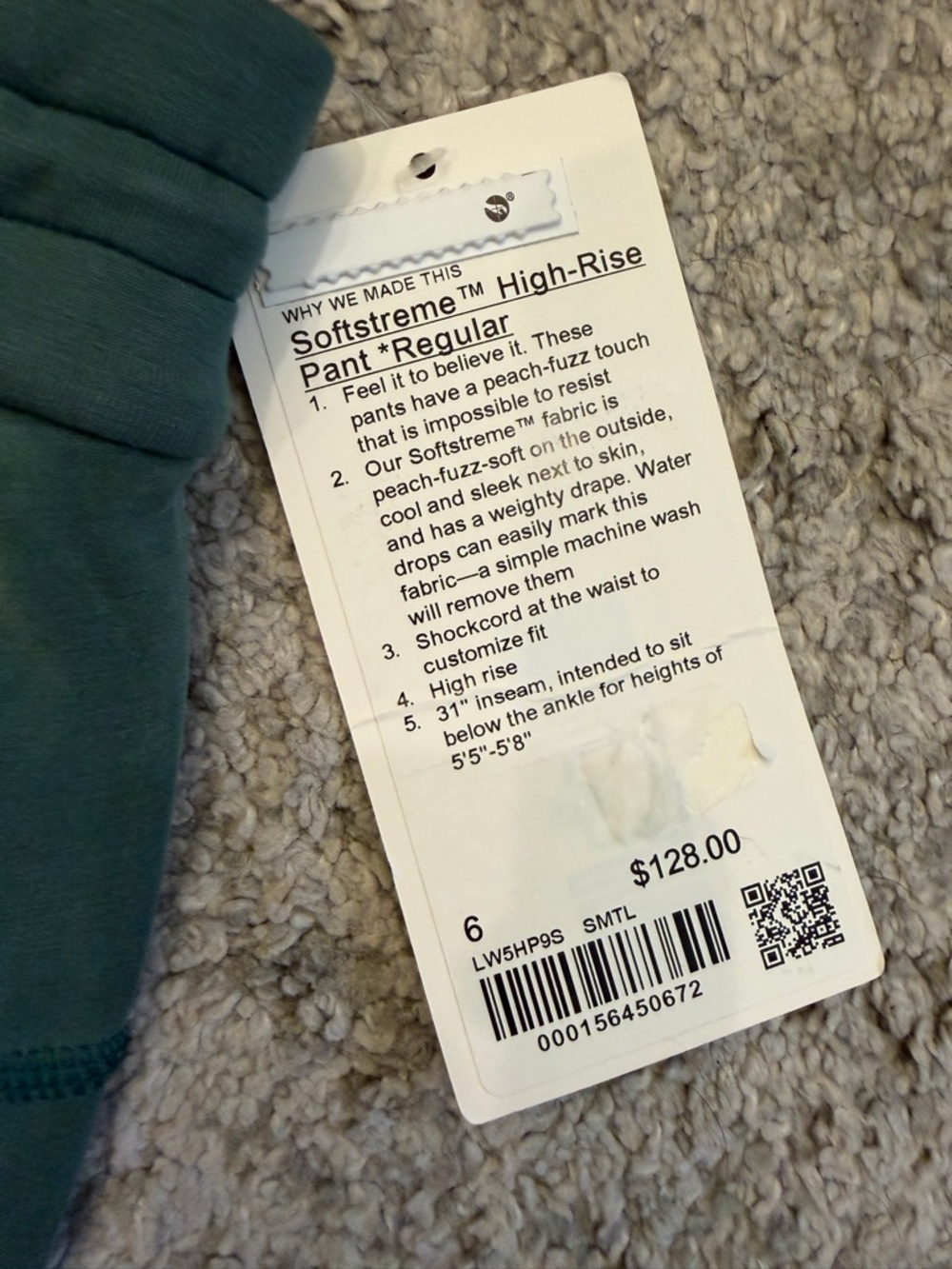 Lululemon Softstreme High Rise Pant Regular Green Size 6 NWT $128 - Picture 4 of 6